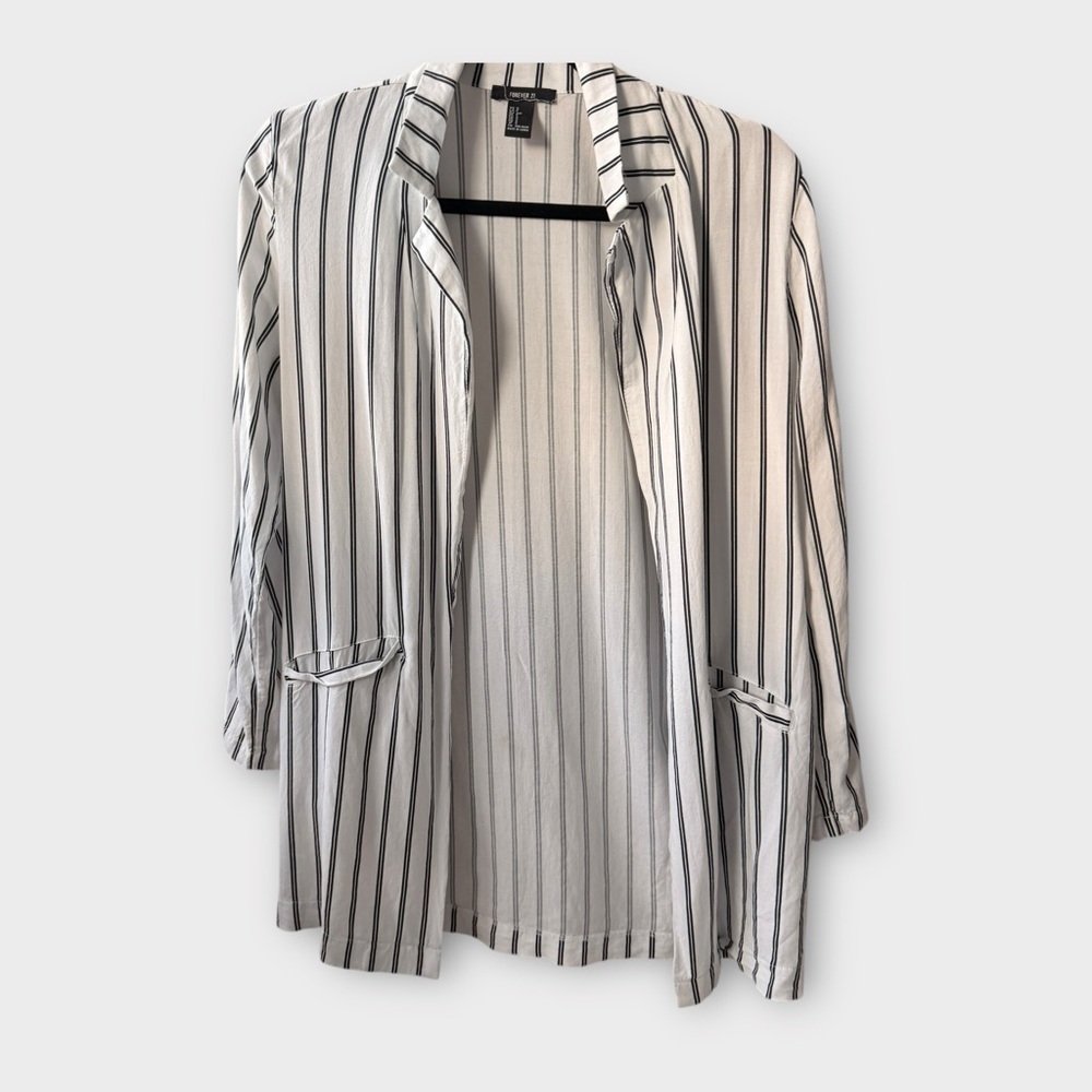 Forever 21 Striped Longline Blazer – Size Small